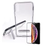 Kit Capa Spigen Crystal Hybrid + Película de Vidro Temperado Full Cover Iphone XS Max - Preto