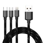 Cyoo Cabo de Dados ´2em1´ USB MicroUSB, USB Tipo-C e Lightning, Black