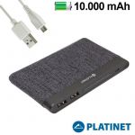Powerbank Platinet 10000 mAh Polímero Slim (2 x usb / 2.1A) Textil Grey