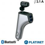 Platinet Carregador isqueiro Usb 3.1A 2XUSB + Auricular Bluetooth