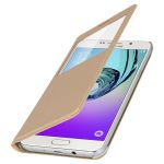 Clappio Capa Livro Samsung Galaxy J5 2016 com Janela Estrutura Rígida Dourado - FOLIO-SVIEW-GD-J510