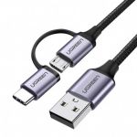 Cabo usb - Micro usb usb Type C 2IN1 2,4A 1M Black (30875) - 6957303838752 - 163720