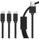 MAXLIFE Cabo USB A Macho "3-EM-1" -> iPhone 8 Pin Lightning / Micro USB / USB C Fast Charge 2.1A - 5900495758200