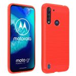 Avizar Capa Motorola Moto G8 Power Lite Soft Proteção Carbono Metal Escovado -vermelho