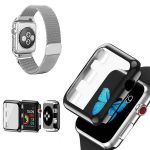 Kit Pulseira Bracelete Milanese Loop Fecho Magnético + Capa Anti-impacto Apple Watch Series Se 40mm Cinza