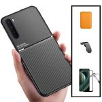 Capa Kit Magnetic Lux + Magentic Wallet Laranja + 5D Full Cover + Suporte Magnético L Safe Driving Oneplus Nord