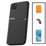 Capa Kit Magnetic Lux + Magentic Wallet Laranja + 5D Full Cover + Suporte Magnético L Safe Driving Huawei P40 Lite
