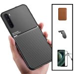 Capa Kit Magnetic Lux + Magentic Wallet Castanho + 5D Full Cover + Suporte Magnético L Safe Driving Oneplus Nord