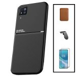 Capa Kit Magnetic Lux + Magentic Wallet Castanho + 5D Full Cover + Suporte Magnético L Safe Driving Huawei P40 Lite