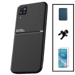 Capa Kit Magnetic Lux + Magentic Wallet Azul + 5D Full Cover + Suporte Magnético Carro Reforçado Huawei P40 Lite