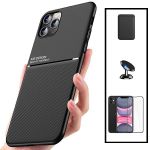 Capa Kit Magnetic Lux + Magentic Wallet Black + 5D Full Cover + Suporte Magnético Carro iphone 8