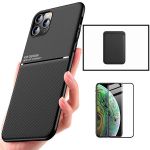 Capa Kit Magnetic Lux + Magentic Wallet Black + 5D Full Cover iphone 11 Pro Max