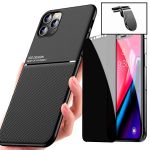 Capa Kit Magnetic Lux + Anti-spy 5D Full Cover + Suporte Magnético L Safe Driving iphone 11 Pro Max