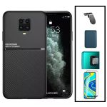 Kit Capa Magnetic Lux + Magentic Wallet Azul + 5D Full Cover + Pelicula de Camera Traseira + Suporte Magnético L Safe Driving - Xiaomi Redmi Note 9s