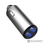 Platinet Adaptador Ficha Isqueiro 12V/24V / 2USB 5V 4.8A