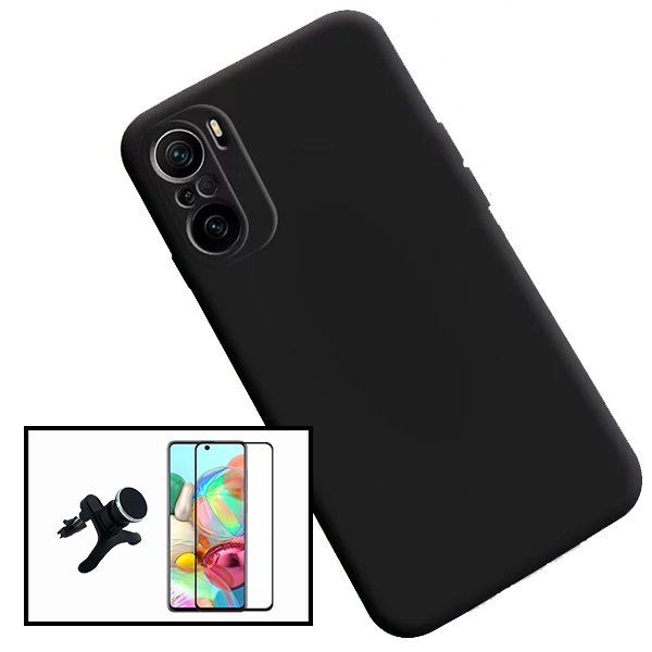 Kit Película De Vidro 5d Full Cover Capa Silicone Líquido Suporte Magnético Carro Reforçado 0495