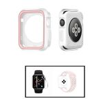 Kit Capa Military DoubleColor + Pulseira SportyStyle + Película de Hidrogel para Apple Watch Series SE 44mm White/Pink / Rosa / Branco