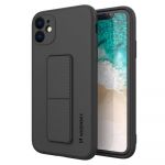 Capa Silicone Traseira Wozinsky Kickstand Case Flexible Cover a Stand iphone 12 Pro Max Black - 9111201940499