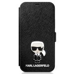 Karl Lagerfeld Capa Livro Horizontal Klflbkp12sikmsbk iphone 12 Mini 5,4" Czarny/preto Saffiano Ikonik Metal - 3700740492154