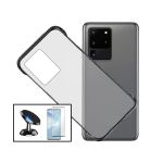 Kit Película de Vidro Temperado 5D Full Cover + Capa Invisible Bumper + Suporte Magnético de Carro para Samsung Galaxy S20 Ultra