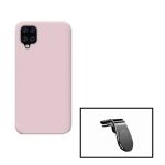 Kit Suporte Magnético L Safe Driving Carro + Capa Silicone Líquido para Samsung Galaxy A12 Nacho - Rosa