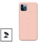 Kit Suporte Magnético de Carro + Capa Silicone Líquido para iphone 12 Mini - Rosa
