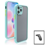 Kit Capa Anti Choque Camera Protection + Suporte Magnético L Safe Driving Carro para iphone 12 Pro Max - Azul Claro
