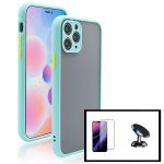 Kit Capa Anti Choque Camera Protection + Película 5D Full Cover + Suporte Magnético de Carro para iphone Xr - Azul Claro