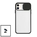 Kit Capa Slide Window Anti Choque Frosted + Suporte Magnético de Carro para iphone 12 Pro Max - Black