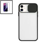 Kit Capa Slide Window Anti Choque Frosted + Película 5D Full Cover para iphone Xr - Black
