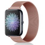 Bracelete Milanese Loop Fecho Magnético para Oppo Watch 2 46mm Wi-fi - Rosa Ouro