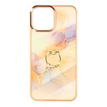 Avizar Capa iphone 13 Pro Bi-material com Padrão Mármore Anel de Suporte - Rose Gold - TPU-IMD-WH-13PR