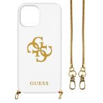 Guess Capa para iPhone 12 e 12 Pro Silicone Soft Touch com Corrente - White - BACK-LSC4G-WH-IP12