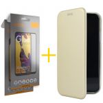 Accetel Conjunto 2 x Película de Vidro Full + Capa para Samsung Galaxy S9 PRM Flip Cover Dourado - 8434009553809