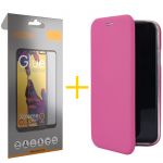 Accetel Conjunto 1x Película de Vidro Full + Capa para Samsung Galaxy S9 Prm Flip Cover Pink