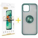 Accetel Conjunto 1x Película de Vidro + Capa Skyhe para iPhone 12 Mini Gel Bumper Ring Green