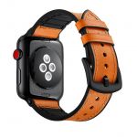 Bracelete Couro e Silicone Premium para Apple Watch Series 6 - 44mm - Castanho / Preto - 7427286116448