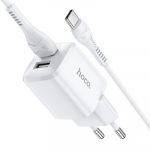 HOCO Cabo Travel Charger 2Xusb + Cable 2,4A N8 Briar Branco - 6931474742032