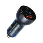 Baseus Cabo Car Charger usb usb 65 W 5 a Scp Quick Charge 4.0+ Power Delivery 3.0 Lcd Display Cinzento (Cckx-C0g) - 6953156223189