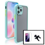 Kit Capa Traseira Proteção Camara + Película Película de Vidro Temperado GorilasGlass + Suporte Magnético Com Pernas para iPhone 13 Pro Max - Azul Claro - 7427285584439