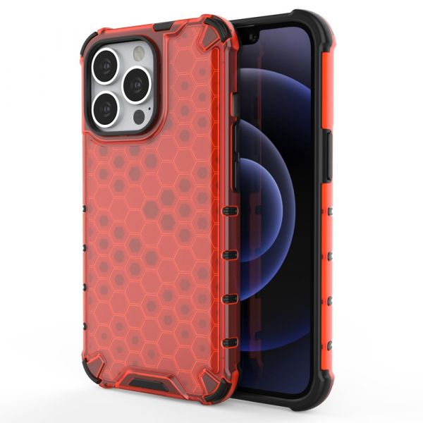 Lmobile Capa Silicone Traseira Honeycomb Case Armor Cover Bumper Iphone 13 Pro Red 8934