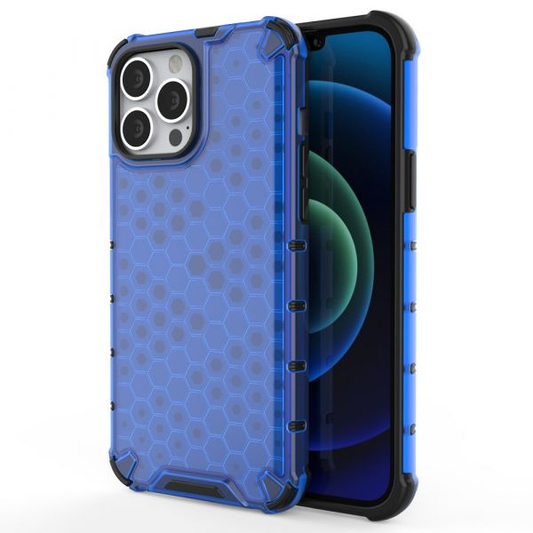 Lmobile Capa Silicone Traseira Honeycomb Case Armor Cover Bumper Iphone 13 Pro Max Azul 5836