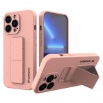 Capa Silicone Traseira Wozinsky Kickstand Case Flexible Cover a Stand iphone 13 Mini Cor-de-rosa - 9145576234297