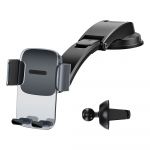 Suporte de Carro Baseus 2In1 Gravity Phone Mount Holder Air Vent And Dashboard Black (Suyk000001) - 6932172600365