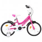 Bicicleta De Criança Roda 16" Preto E Cor-de-rosa - 92181