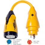 P30-504 EEL 50A-125/250V Female to 30A-125V Male Pigtail Adapter - Yellow - P30-504
