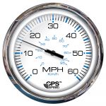 Faria Beede Instruments Faria 5" Speedometer (60 MPH) GPS (Studded) Chesapeake White w/Stainless Steel - 33861