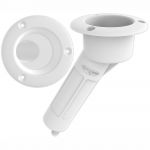 Mate Series Plastic 30° Rod & Cup Holder - Drain - Round Top - White - P1030DW