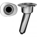 Mate Series Elite Screwless Stainless Steel 15° Rod & Cup Holder - Drain - Oval Top - C2015DS