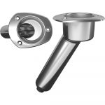 Mate Series Stainless Steel 30° Rod & Cup Holder - Drain - Oval Top - C2030D